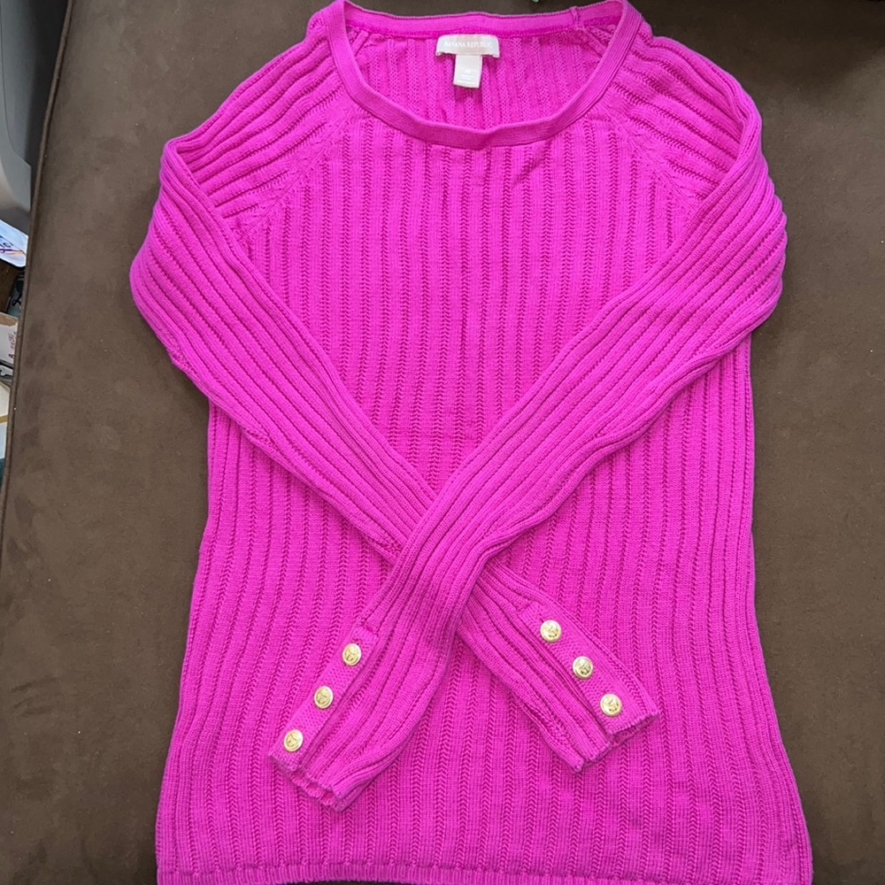 Banana Republic Cotton Sweater Fuschia M Medium